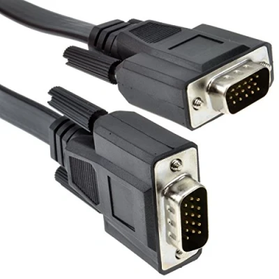 Image of kenable Flat 15 Pin VGA Cable for PC Laptop to Monitor or TV Male 2m [2 metres]