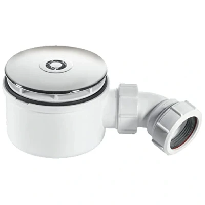 Image of McAlpine ST90CP10 70 90mm Shallow Shower Trap Chrome Plated Plastic, White
