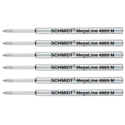 Image of Schmidt: 4889 Pressurised Refill for Fisher Space Pen SPR4, Black Ink, Medium Size, Pack of 6.