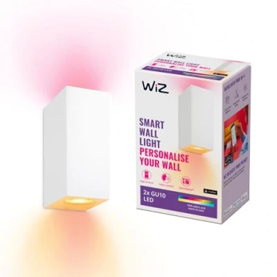 Image of WiZ Colour Imageo Smart Connected WiFi Ceiling Light Spots 2 Pack [White]. App Control for Indoor Home Lighting, Livingroom and Bedroom, 929003210001