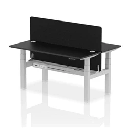 Image of Air B2B 1600x600mm Adjustable 2P Bench Desk CP Black/Silver + Screen