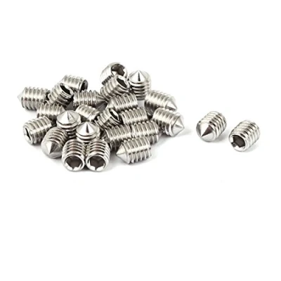 Image of Sourcingmap M6 x 8mm Hex Socket Cone Point Set Grub Screw Silver Tone 25 Pcs