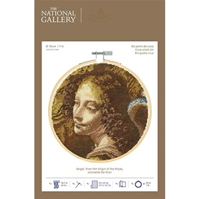 Image of Dmc National Gallery x Cross Stitch Kits, Includes Embroidery Thread No.25, Aida Fabric 16 Count, Needle, Hoop and Instructions