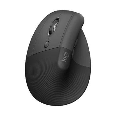 Image of Logitech Lift Left Vertical Ergonomic Mouse, handed, Wireless, Bluetooth or Logi Bolt USB, Quiet clicks, 4 buttons, compatible with Windows/macOS/iPadOS, Laptop, PC Grey
