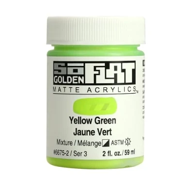 Image of Golden SoFlat Matte Acrylic Paint, 2oz jar, Yellow Green (6675 2)