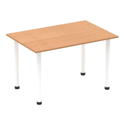 Image of Impulse 1200mm Straight Table Oak Top White Post Leg