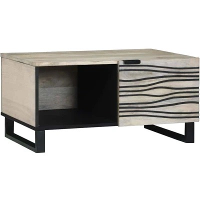 Image of vidaXL Coffee Tables White, Black 80 x 50 40 cm Solid mango wood