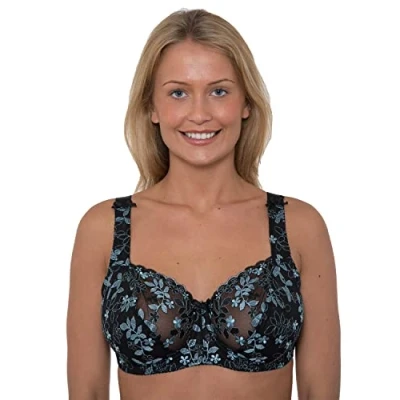 Image of Undercover Ladies Floral Embroidered Bra LG900 Black/Teal 40F
