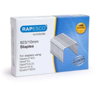 Image of RAPESCO Pack of 3 Boxes 1000 Galvanised Staples 923/10 mm (Type 23)