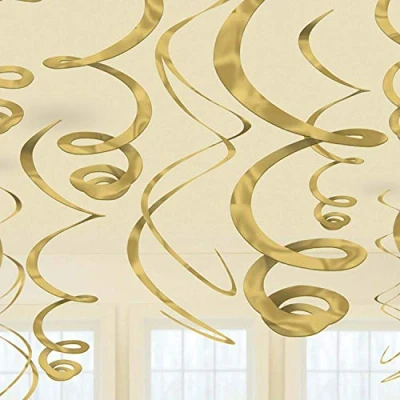 Image of Amscan 67055 19 55 Dec Swrl Plastic Gold 12 Pack