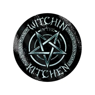 Image of Grindstore Witchin In The Kitchen Circular Black Glass Chopping Board