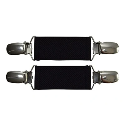 Image of Olata Women&#039;s Elasticated Cinch Clip/Cardigan Clip for Clothing Pack of 2. Black (Silver Clips)