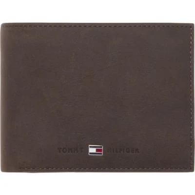 Image of Tommy Hilfiger Men&#039;s Leather Flap Wallet Coin Pocket Purse, Brown, Size: OS