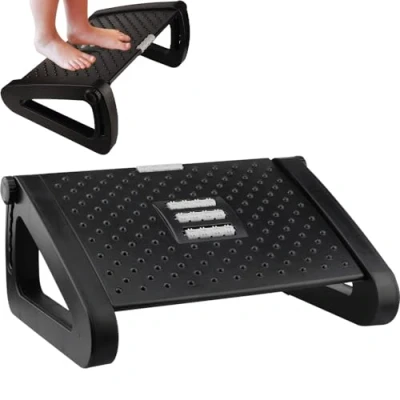 Image of Foot Rest Under Desk, Adjustable Angle 6 Different Height Ergonomic Rest, Desk with Massager Function for Office and Home