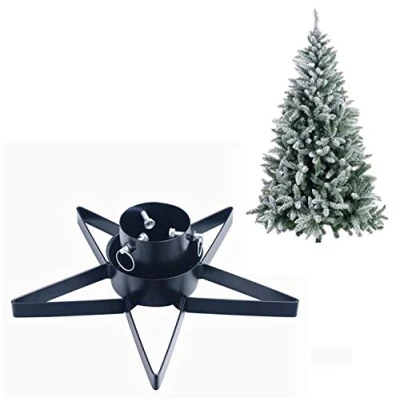 Image of Floralcraft® Star Shape Metal Christmas Tree Stand Black, Fits Trees Up to 2.8m Tall, Holds 0.9L Water, 47x47x14cm