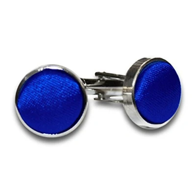 Image of DQT Men Plain Satin Fabric Inlay Wedding Cufflinks Royal Blue