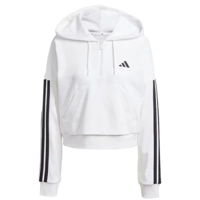 Image of adidas Sportswear Essentials 3 Stripes Quarter Hoodie White black, Women&#039;s, Size: XXS, black