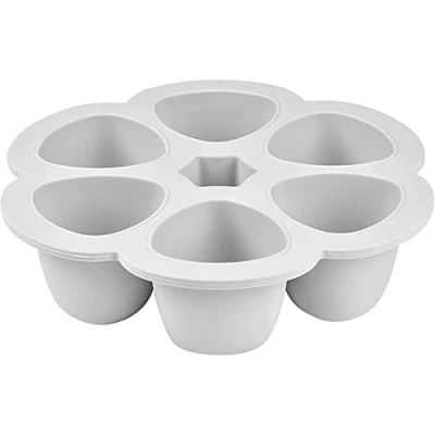 Image of BÉABA, Silicone Multi Containers, Premium Quality for Baby, Extreme Heat Resistance, Oven and Microwave, 6 Separate Sections, Airtight Lid, Made in Italy 6x90 ml Grey