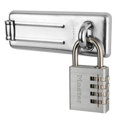 Image of Master Lock 7640704EURD Pack Including Door Hasp and Combination Padlock