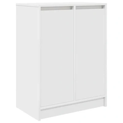 Image of vidaXL Shoe Cabinet Modern Engineered Wood Storage Solution with Doors &amp; Shelves for Entryway/Bedroom 57x34x76 cm White