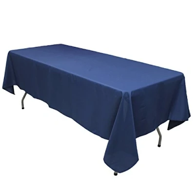 Image of KaitatsuSen Oblong Rectangular Polyester Fabric Tablecloth, Navy Blue, 150x300 cm