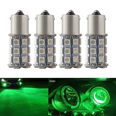 Image of Qasim 4x 1156 BA15S LED Bulbs P21W 1141 5050 27 SMD For Front Rear Turn Signal Light Brake Parking 12V Green