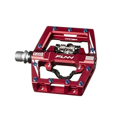Image of Funn Mamba S MTB Clipless Pedals, Single Sided Clip Mountain Bike Compatible with SPD Cleats, 9/16 Inch CrMo Axle Bicycle Pedals for MTB/BMX/Gravel Cycling (Red)