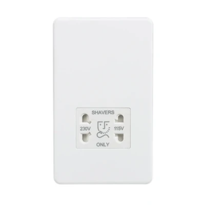 Image of KnightsBridge Screwless 115/230V Dual Voltage Shaver Socket Matt White