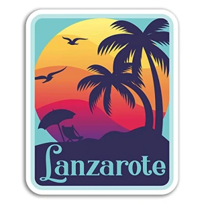 Image of 2 x 10cm Lanzarote Vinyl Stickers Canary Islands Sticker Laptop Luggage #18358 (10cm Tall)