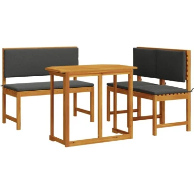 Image of vidaXL 4 Piece Garden Dining Set with Cushions Solid Wood Acacia