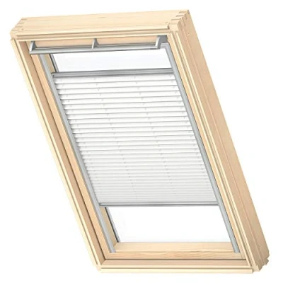 Image of VELUX Original Roof Window Translucent Pleated Blind, MK04, White, with Grey Guide Rail