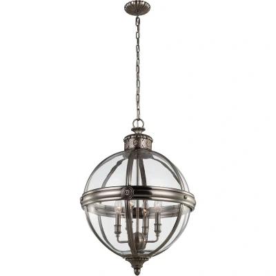 Image of Adams 4 Light Ceiling Chandelier Pendant Antique Nickel, E14