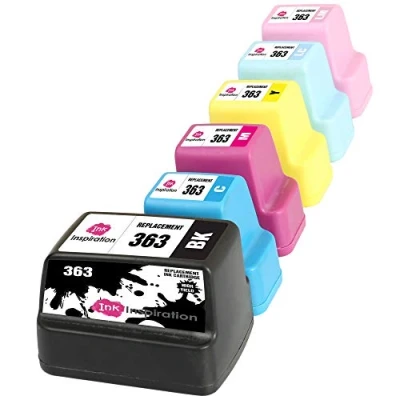 Image of Ink Inspiration® Replacement for HP 363 Cartridges 6 Pack, Use with Photosmart C7280 C8180 C5180 C6180 C6280 C7180 3310 3210 3110 8250 D6160 D7160 D7260 D7460