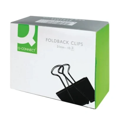 Image of Q Connect Foldback Clip, 51 mm, Black, Pack of 10