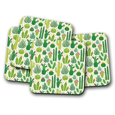 Image of 4 Set Cactus Plants Coaster Cacti Desert Mexico Fun Travel #15530