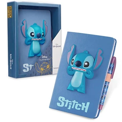 Image of Disney Stitch Kids A5 Diary and Pen, Stationery Set Gifts for Girls (Blue 3D)