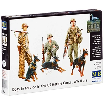 Image of Masterbox 1:35 Scale Dogs in the service Marine Corps, WW II Era Figure