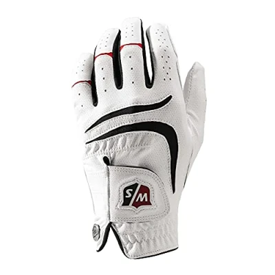 Image of Wilson Staff Men&#039;s Grip Plus Golf Glove, Left Hand, White, X Large