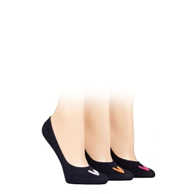 Image of Women&#039;s 3 Pair Caroline Gardner Casual Shoe Liner Socks Hearts Navy 4 8