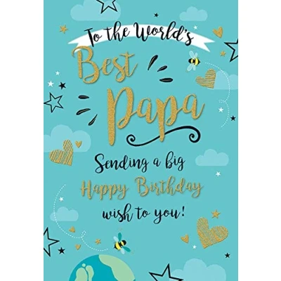 Image of Piccadilly Greetings Modern Birthday Card Papa 9 x 6 inches, Teal
