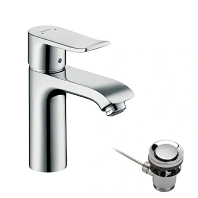 Image of hansgrohe Metris Basin Mixer Tap 110 with pop up waste, chrome, 31080000