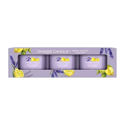 Image of Yankee Candle Scented Candles Gift Set Lemon Lavender Filled Votive Soy Blend Wax Mix 3 Count, Lavendar, One Size, 1686369E