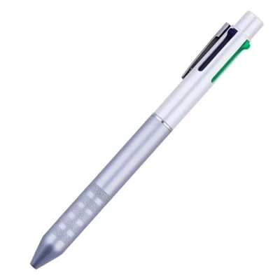 Image of HeTaoCat Multi Color Pen 4 In 1 function with Black, Blue, Red, Green, Metal Gel Ballpoint Pen, Count (White)