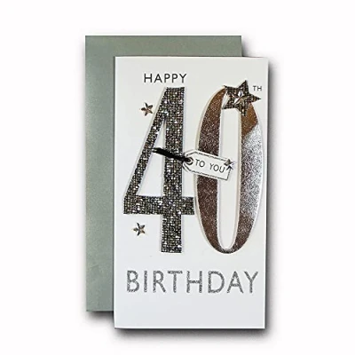 Image of 40th Birthday Greeting Card Hand Finished Champagne Range Cards JGS641