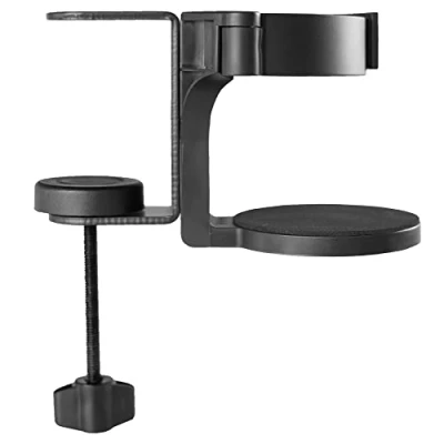 Image of VIVO Clamp on Desk and Bed Cup Holder, No Spill Adjustable Drink Mount, Support for Hydro Flasks, Coffee Mugs, Easy to Install, Horizontal or Vertical Surface Mounting, Black, Mount CUP1