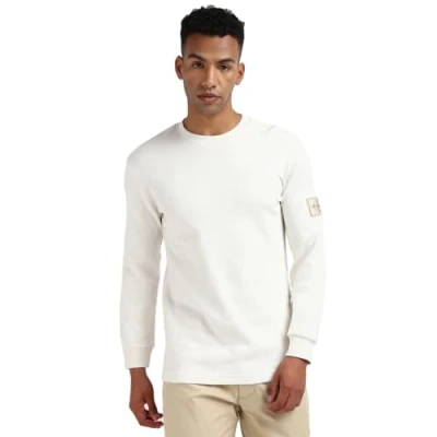 Image of Calvin Klein Jeans Badge Waffle TEE Long sleeved top, Men&#039;s, Size: XS, Ivory