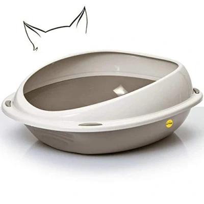 Image of Cat CENTRE Grey Jumbo Open Litter Tray With Rim Kitten Pet Toilet Plastic Loo Pan Box Anti Spillage Lowered Entry Step Rounded Corners Detachable Easy Cleaning No Spilling