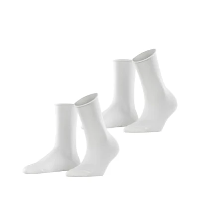 Image of ESPRIT Women&#039;s Basic Pure 2 Pack W SO Cotton Plain Pairs Socks, White (White 2000), 2.5 5