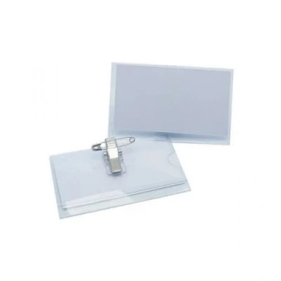Image of Stuff 4 Office Combi Clip Conference Name Badges 54x90mm with Pin and Insert Ideal for Visitors Corporate Events (50)