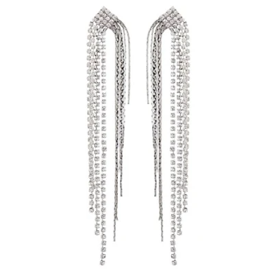Image of Clip On Earrings Silver Plated Crystal Zirconia Chandelier With Diamante Strands Britt S